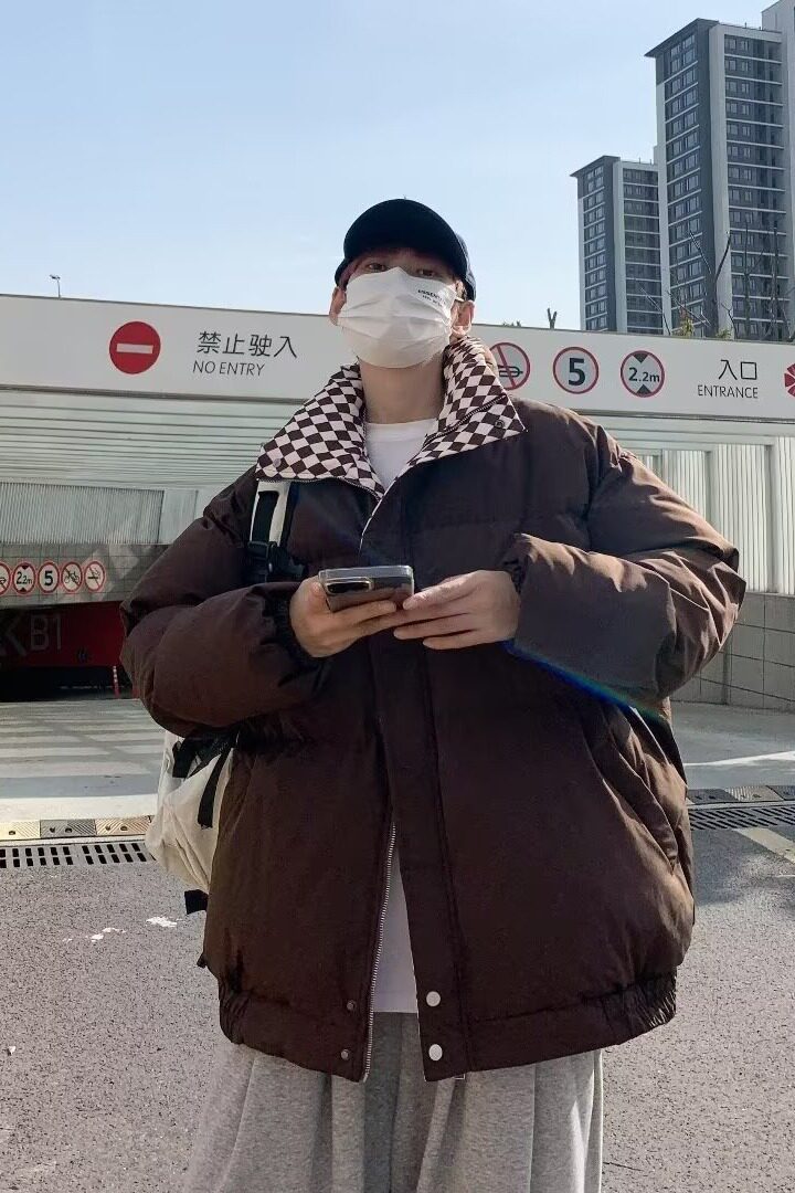 2025秋冬新款棋盘格棉衣外套复古港风宽松面包服棉服M9903,男装棉衣,星座1108