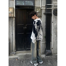 刺绣渐变毛衣开衫外套秋冬男vintage慵懒风拉链针织衫MY305，男装针织衫/毛衣，星座1116A（原606A-3）