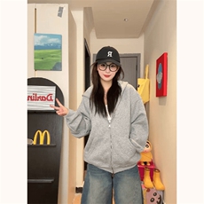 抖音得物品质二开26春装男女美式高街结构双拉链开衫卫衣外套，女装短外套，电商A486-1