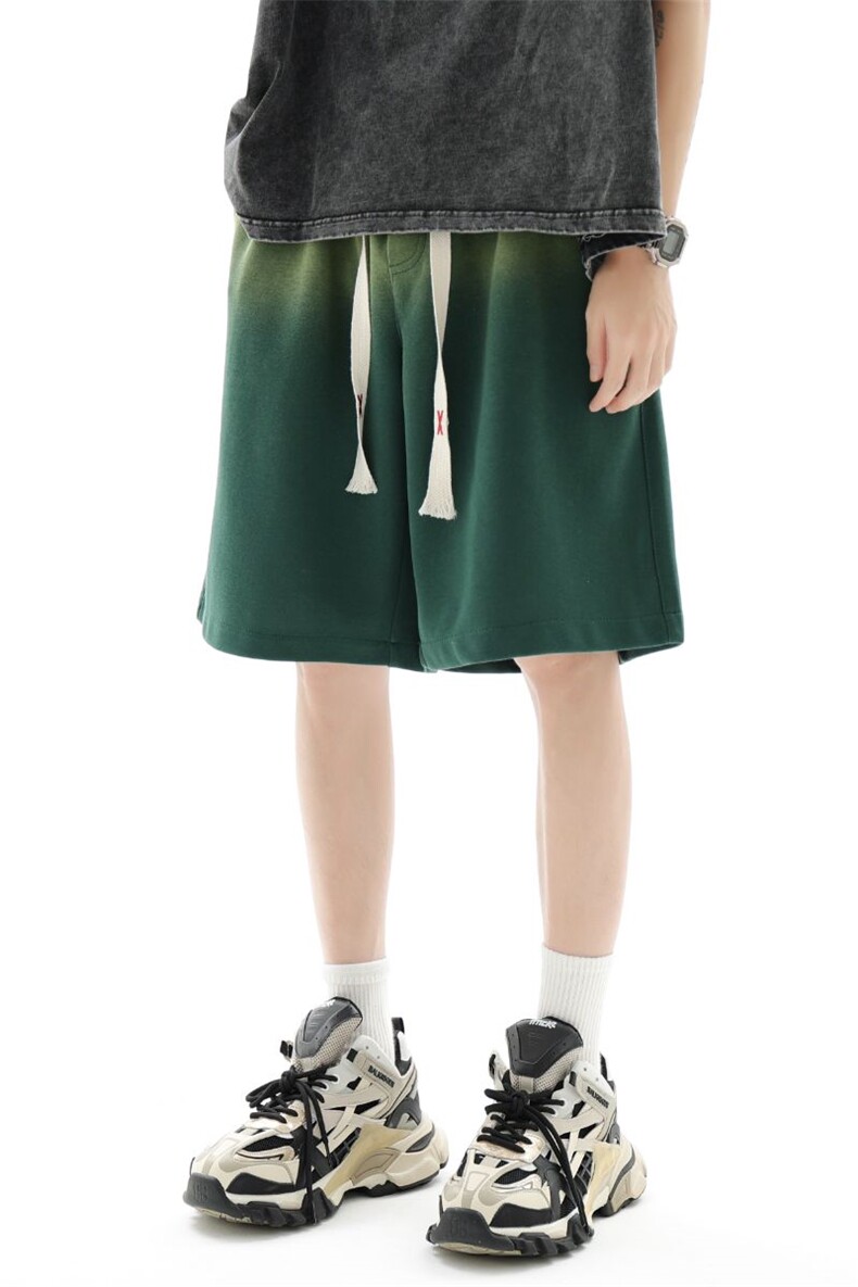 美式渐变短裤男夏季2025新款高街潮牌ins宽松休闲运动五分裤子,男装牛仔裤,电商A210