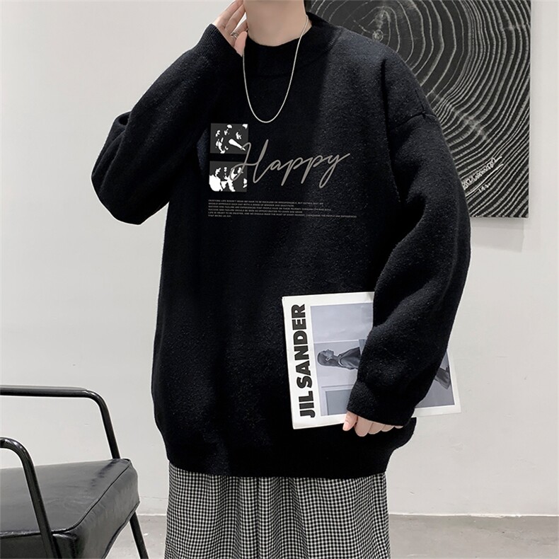 半高领毛衣男大码胖子针织衫毛线衣 M18427-P45 加绒款-P65图片