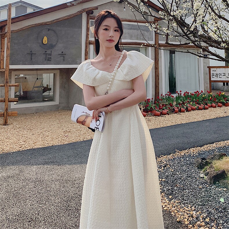 法式气质温柔风初恋连衣裙女2025夏季新款韩版收腰显瘦荷叶领长裙,女装连衣裙,浙宝210（原浙宝191）