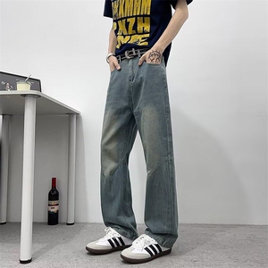 D35-P50港风潮男夏季新款牛仔裤嘻哈ins高街潮流痞帅长裤图片