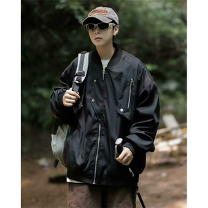 夹克外套男女高街春季新款复古宽松百搭设计潮牌棒球服JK95 P65图片