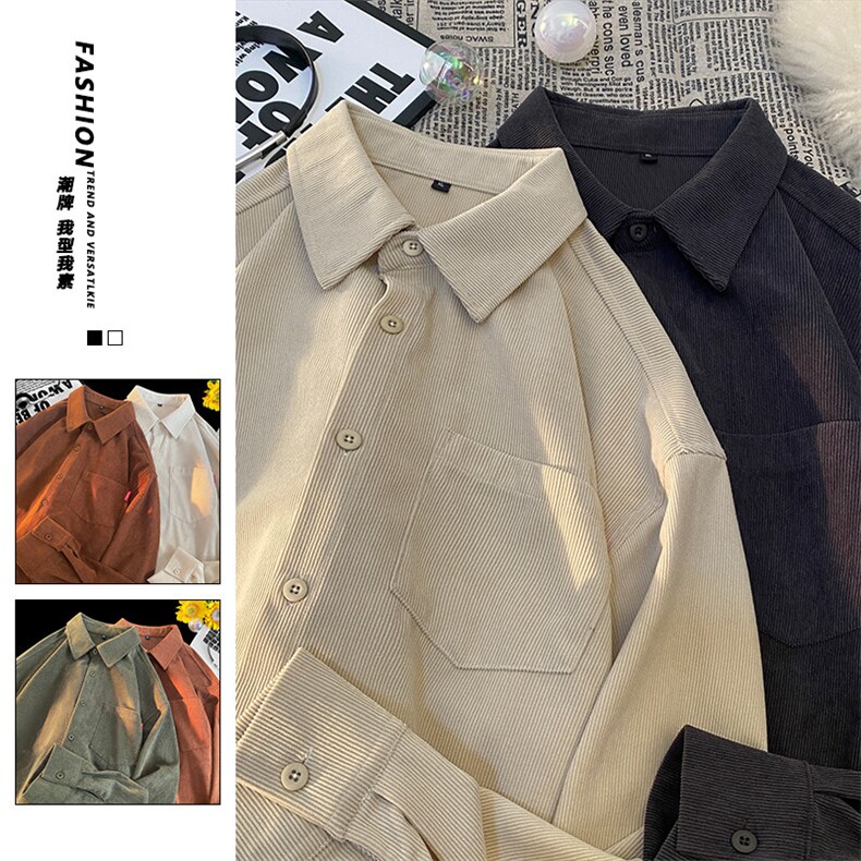 24年冬季加厚灯芯绒衬衫长袖抖音现货衬衫DS-C323-1-2388-P40,男装衬衫,电商C323-1