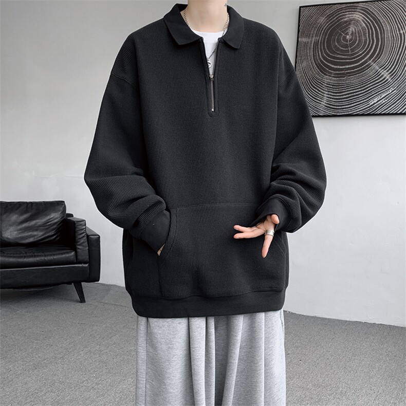 8XL-M半拉链卫衣男日系复古翻领休闲百搭外套大码上衣服WY003P50,男装卫衣,电商B312