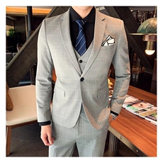格子款男装西服套装礼服三件套西装W9054-P305，男装西服，星座1012