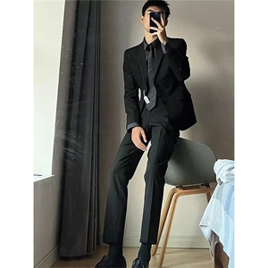 西服套装男士外套商务休闲春秋上衣伴郎服新郎结婚职业正装小西装图片