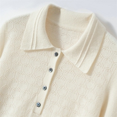 2025年秋季通勤常规镂空翻领休闲/淑女，女装羊绒衫，朝思纯山羊绒