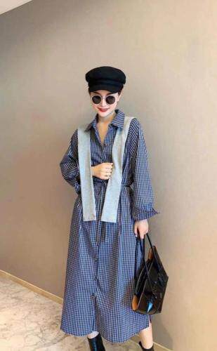2021早春新款，100%纯棉面料，采用经典格形设计连衣裙，女装连衣裙，程稀