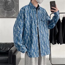 ins欧美高街嘻哈西海岸腰果花长袖衬衫C003P32,男装衬衫,星座1116-2