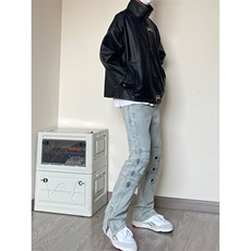 B221美式ins高街暗黑小众个性微喇牛仔裤LK23018-P65控88，男装牛仔裤，电商B221