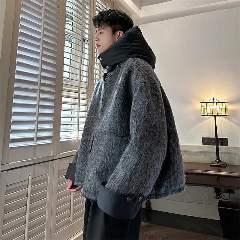 2025秋冬原创可拆卸加厚连帽纯色棉衣男外套A071-Y58-P138,男装棉衣,电商A071