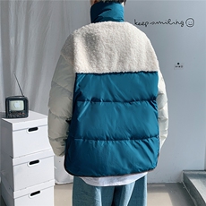 1港风80%白鸭绒宽松保暖无帽羽绒服男羊羔毛拼接羽绒外套7958P225，男装羽绒服，星座226-2