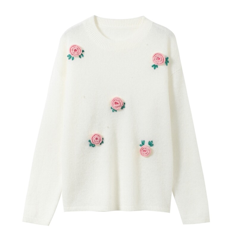 秋季新款镂空圆领羊绒衫女套头长袖时尚百搭，女装羊绒衫，木淼羊绒