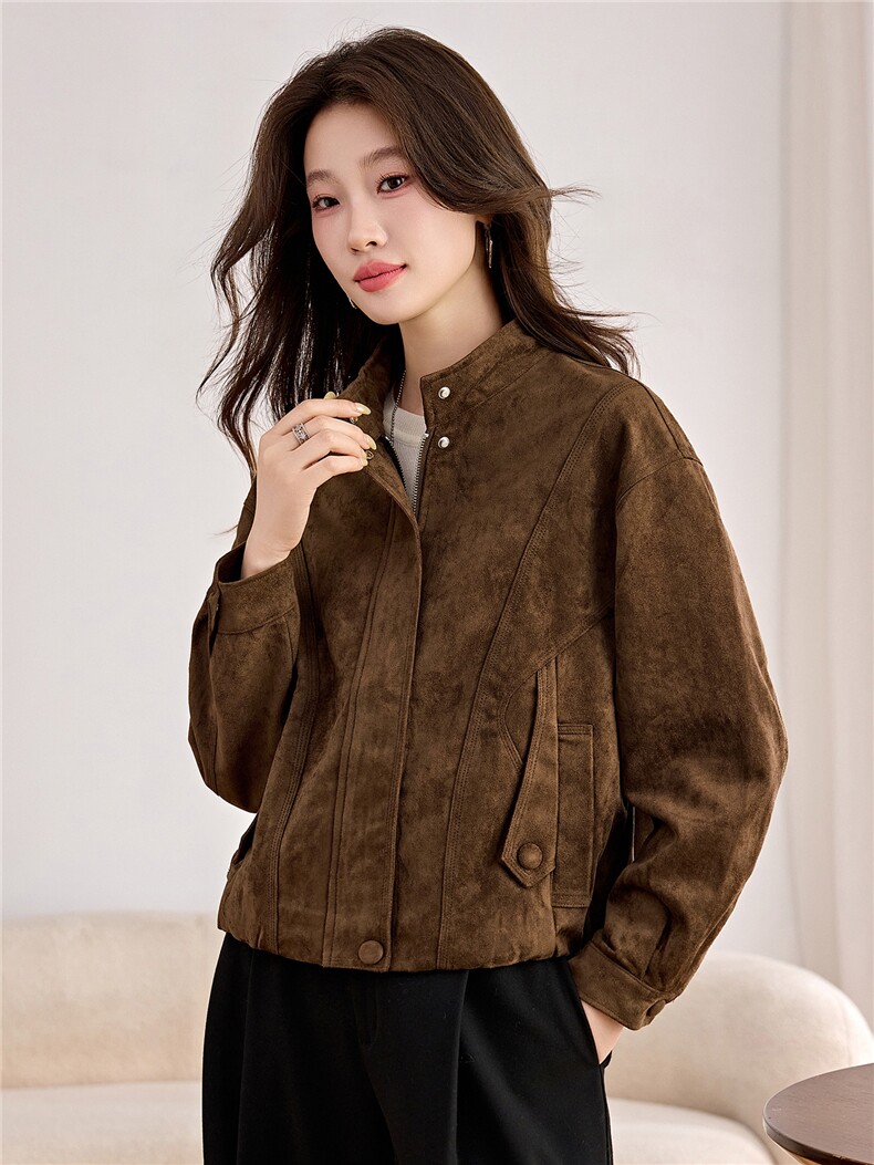 现货！！！2026秋季新款时尚蒙古绒外套女气质高级感夹克,女装短外套,以桐