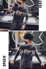 秋冬休闲修身大象图圆领毛衣针织打底衫社会小伙MY20085-P75控95，男装针织衫/毛衣，星座308A