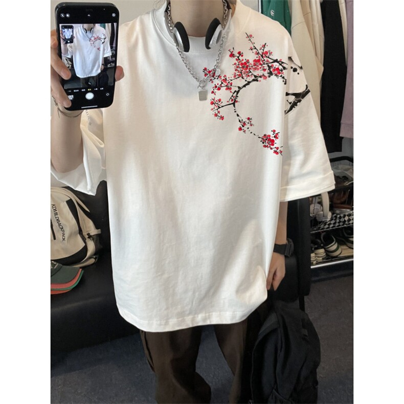 抖音品质直播得物风新中式印花短袖T恤dcm295-特批20控38图片