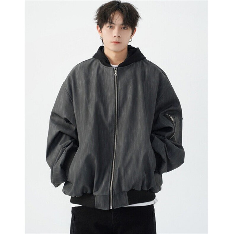 wassuphappy连帽pu皮纹理夹克男款秋冬季潮牌美式复古棒球服外套,男装夹克,星座1116A（原606A-3）