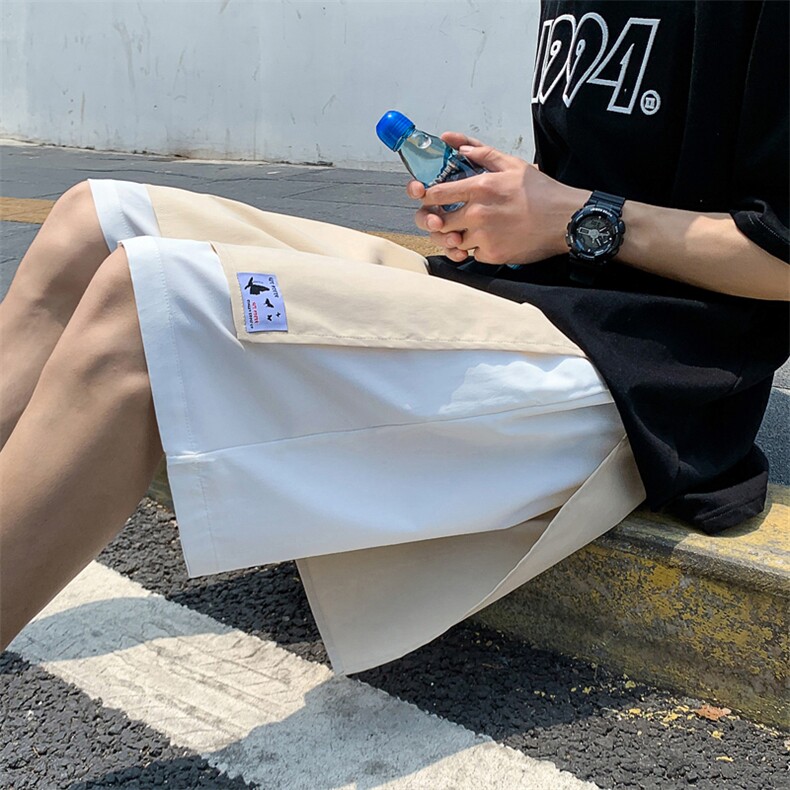 K205P40外景五分裤沙滩裤短裤撞色蝴蝶印花假两件港风百搭休闲,男装休闲裤,电商A026-1