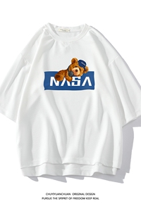 NASA春夏季七分袖t恤男大码五分袖男短袖中袖  白底 Q11247-P30图片