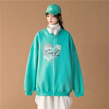 中性港风秋季新款潮流印花圆领卫衣宽松外套/WY520P38，女装短外套，电商D325