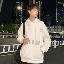 港风休闲连帽卫衣男秋冬季休闲大码加绒套头衫a090-wy50p65限88，男装卫衣，电商A089-1