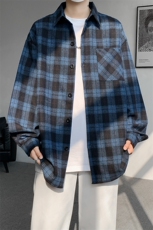 8XL-M格子衬衫男长袖秋季美式复古潮宽松衬衣外套CS516P55控78，男装衬衫，电商D206-1