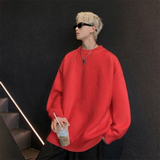 重磅秋冬男女纯色打底针织衫圆领套头半高领毛衣美式复古休闲上衣，男装T恤，电商A486