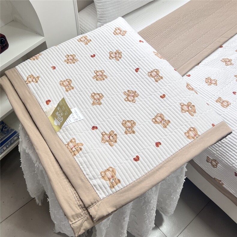新款小清新床盖三件套高温砂洗棉麻盖毯铺盖两用夏被空调被,女装被套/被芯,一起卖家纺