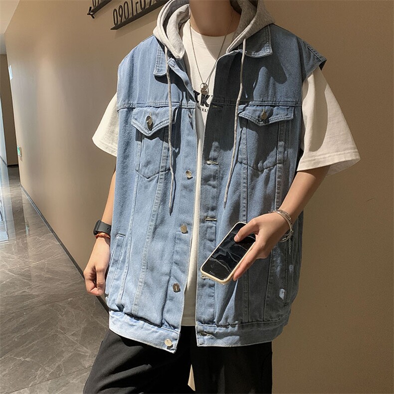 牛仔马甲男连帽韩版潮流痞子帅气2023春夏季ins宽松外套W4766-P52,男装背心/马甲,星座412-2