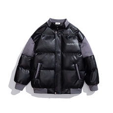 1白底毛线拼接PU皮大码M-5XL棉衣男聚酯纤维MY78756P140控198，男装棉衣，星座226-2