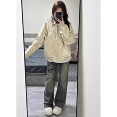 春季新款韩版时尚百搭斜拉链立领宽松冲锋衣外套女J219，男装夹克，星座1116A（原606A-3）