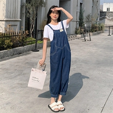 牛仔工装背带裤女小个子2025新款春秋孕妇女装宽松显瘦休闲九分裤，女装套装/套裙，慧尚2-185