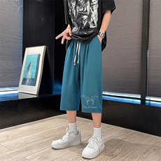 冰丝七分裤男大码速干短裤男五分裤车景风格QK72302-P25，男装休闲裤，电商A040