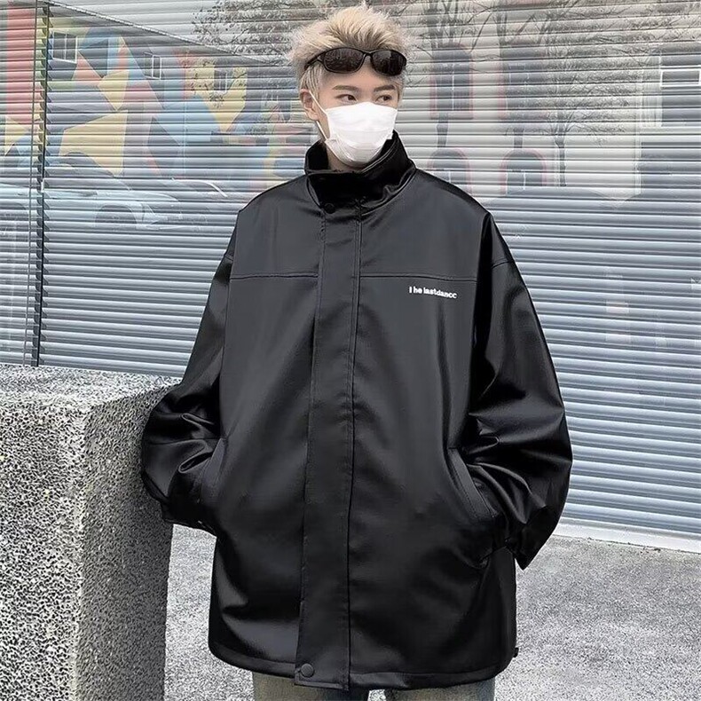 港风宽松皮衣外套男春季潮流痞帅春季休闲百搭机车夹克W5631-P65,男装皮衣,星座412-2