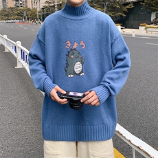 M18037-P45半高领毛衣男士大码针织衫男毛线衣男线衫，男装针织衫/毛衣，电商A040