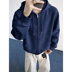 抖音得物二开26春装重磅华棉宽松光版纯色卫衣开衫外套KS11-特P33，女装短外套，电商A486