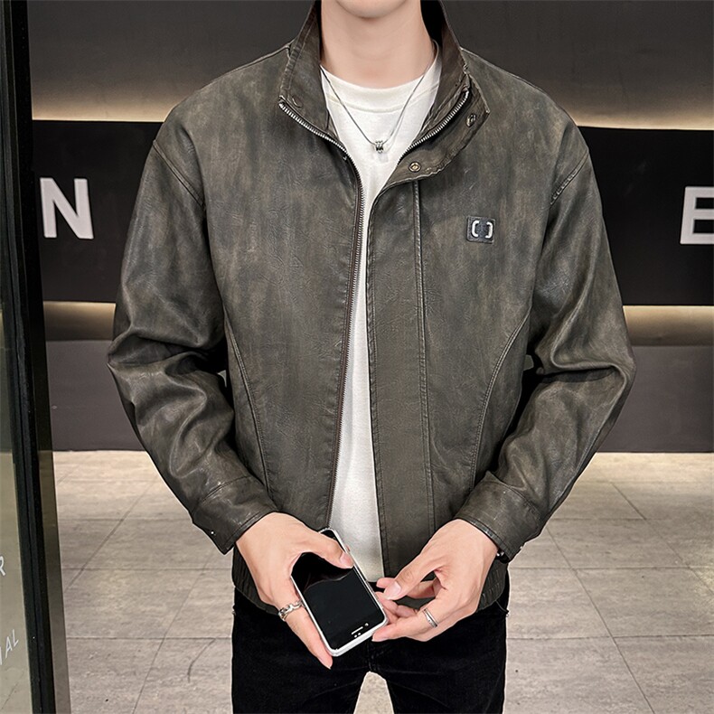 复古皮衣男2025秋款怀旧风立领皮夹克男外套上衣B317/811/P135,男装皮衣,电商B317