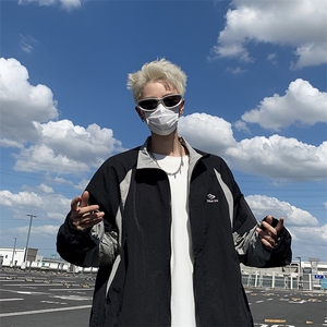 2024新款秋季美式高街拼色立领夹克百搭休闲宽松男现货 W8294-P62图片