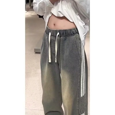 网红同款港风复古牛仔长裤美式高街潮流，男装休闲裤，四季星座505