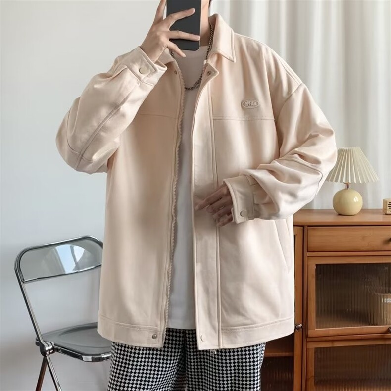 美式棒球服男春秋冬季2025新款高街oversize潮牌翻领情侣夹克外套图片