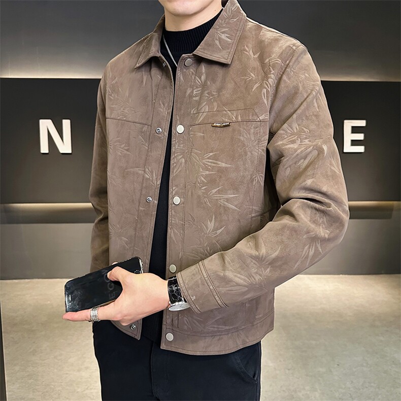 加绒加厚麂皮夹克外套男秋季2025新款高端压花A313-1810-1-P145,男装夹克,电商A313