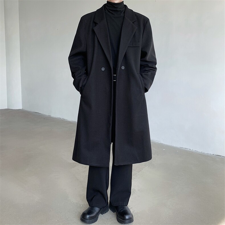 中长款毛呢大衣男2024新款春秋季棉外套高级感英伦风衣JK0251-P98，男装风衣，星座308B-2