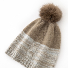 2025年春季新款百搭女士拼色双股加厚保暖帽，帽子，窄众羊绒