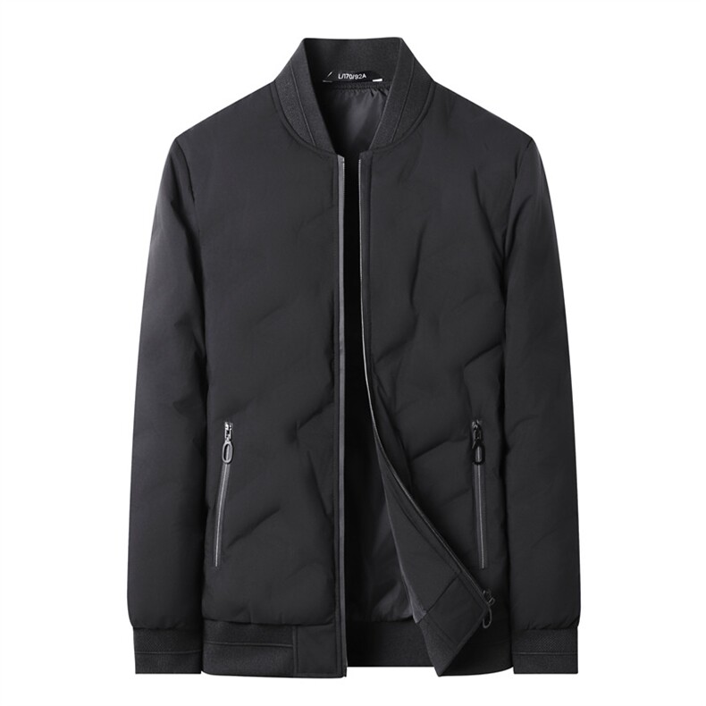 新款秋冬款棒球领90绒子白鸭绒羽绒服外套中年男士加厚羽绒服夹克,男装夹克,钱塘723