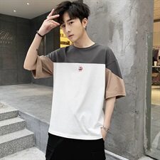 ins短袖男夏季潮流男士t恤帅气圆领宽松打底衫半袖衣服DS349TP25，男装T恤，电商A102