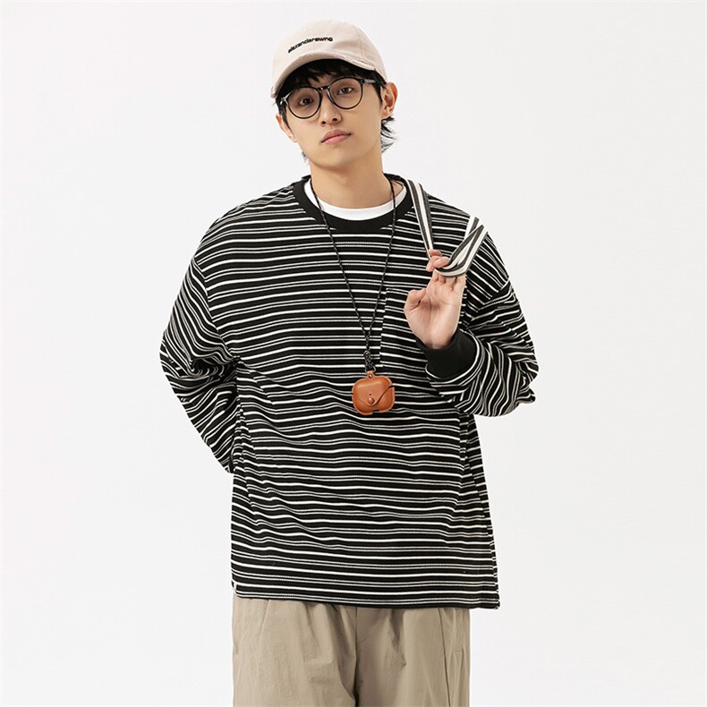 2026春季新款男装日系潮牌宽松条纹卫衣开衫休闲外套WY568-F65,女装短外套,电商A101（原外27）