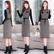2021秋季新款时尚气质有女人味的毛衣连衣裙，女装连衣裙，金典明美