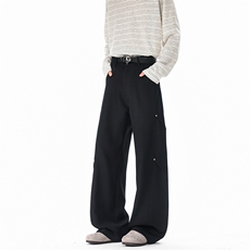 26新款高级感美式男女宽松西裤老钱风休闲裤子504-K267-特P42控88，男装西裤，星座504